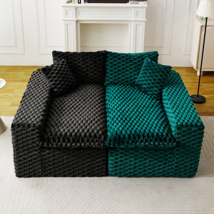 English Elm Luxury Color-Block Turtle Velvet Sofa - Versatile Seating For Modern Living Rooms, Cozy Style & Comfort W3371S00055