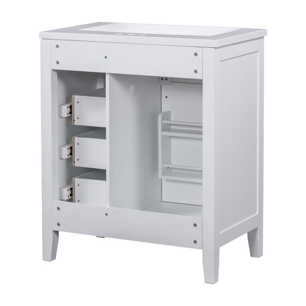 English Elm 30" Modern Bathroom Vanity With Sink Combo - Stylish White Cabinet, Ample Storage & Durable Design N725S999222K-6