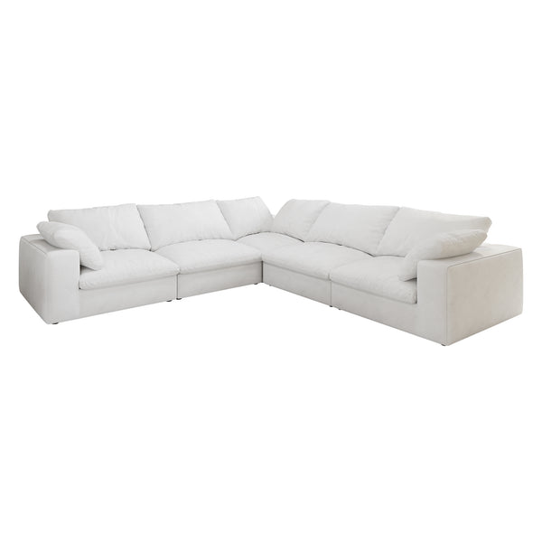 English Elm Cloud Sectional Sofa 160" - Down-Filled V-Shape Modular 5-Seater, Removable Washable Covers, Luxe Comfort W2824S00015