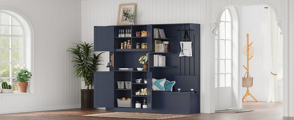 English Elm Multifunctional Hall Cabinet – Stylish 2-In-1 Storage Solution With Hooks For Entryway & Living Room W1580S00187