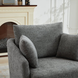 English Elm 40.55"w Chenille Swivel Chair Oversized Round Accent Seat with 360 Degree Base W1298P248769