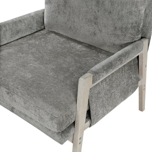 English Elm Modern Accent Chair with Chenille Upholstery, Solid Wood Frame, Plush Seat & Back for Living Room Comfort Brown Gray 30.25 L x 29.5 W x 17.5 H B011P281852