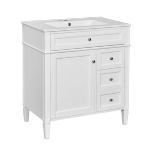 English Elm 30'' Modern Bathroom Vanity Set With Ceramic Sink & Mirror Cabinet - Stylish Storage Solution! SW000127AAK-1