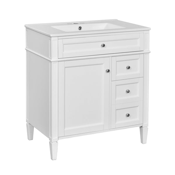 English Elm 30'' Modern Bathroom Vanity Set With Ceramic Sink & Mirror Cabinet - Stylish Storage Solution! SW000127AAK-1