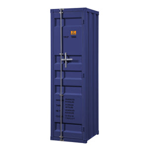 English Elm Blue Industrial Wardrobe with Full-Length Container Lock, Metal Frame, Shelf & Hanging Rod for Secure Stylish Storage B062P185731