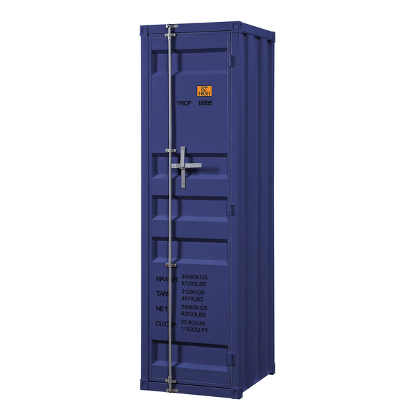 English Elm Blue Industrial Wardrobe with Full-Length Container Lock, Metal Frame, Shelf & Hanging Rod for Secure Stylish Storage B062P185731