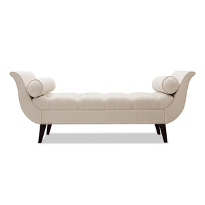 English Elm Alma Velvet Tufted Entryway Bench with Flared Arms and Bolster Pillows Included B2719P238454