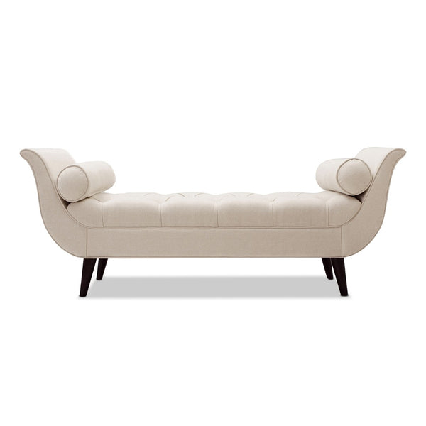 English Elm Alma Velvet Tufted Entryway Bench with Flared Arms and Bolster Pillows Included B2719P238454