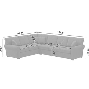 English Elm Marston Corduroy L-shape Sectional Sofa Deep Seating Six Seat Modern Living Room B127S00004