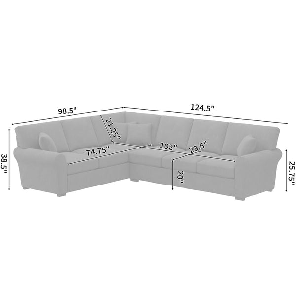 English Elm Marston Corduroy L-shape Sectional Sofa Deep Seating Six Seat Modern Living Room B127S00004