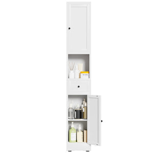 English Elm 71 Inch Narrow Steel Storage Cabinet 5 Tier with Doors Adjustable Shelves White T2398P442671