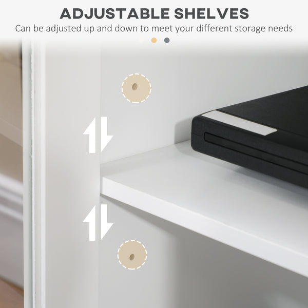 English Elm HOMCOM Compact TV Stand with Adjustable Shelves, Cable Management & Steel Frame for Small Rooms White W2225P229584