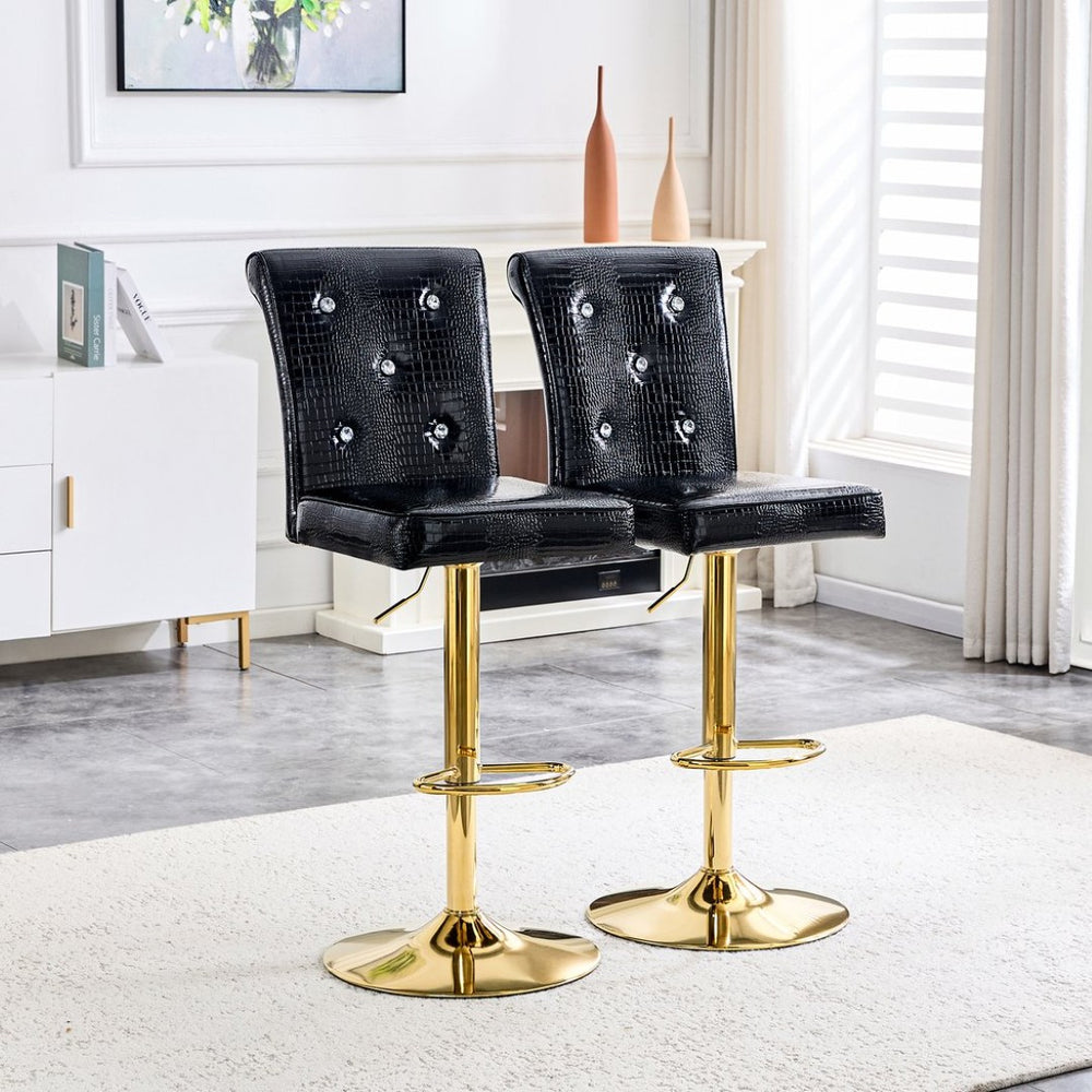 English Elm 4-pack Pu High-back Dining Chairs with Powder-coated Metal Legs for Modern Kitchens Black W3875P371071