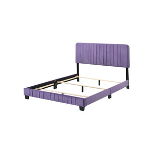 English Elm Contemporary Full Size Velvet Channel Tufted Bed with Sturdy Wooden Slats and Easy One‑Box Shipments Purple 27 L x 60 W x 5 H B078107900