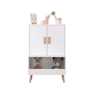 English Elm Kids Wooden Toy Chest with Rolling Drawer and Wheels, 5 cu ft Spacious MDF Storage for Playroom White 26.77 L x 18.31 W x 6.1 H W808P298018