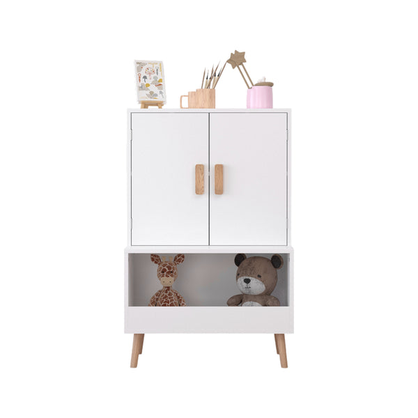 English Elm Kids Wooden Toy Chest with Rolling Drawer and Wheels, 5 cu ft Spacious MDF Storage for Playroom White 26.77 L x 18.31 W x 6.1 H W808P298018