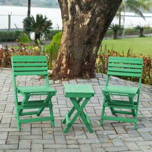 English Elm Riverstone Recycled Hdpe Folding Outdoor Bistro Table Weatherproof Patio Balcony Green B2745P409704