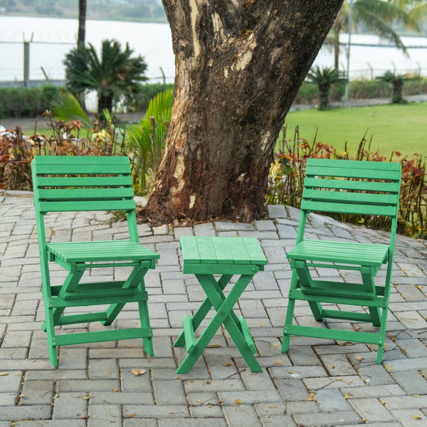 English Elm Riverstone Recycled Hdpe Folding Outdoor Bistro Table Weatherproof Patio Balcony Green B2745P409704