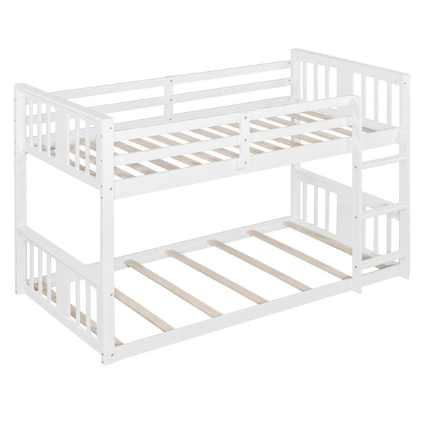English Elm Twin Over Kids Bunk Bed Solid Pine Frame Gray Finish with Safety Guardrail N708P242163K
