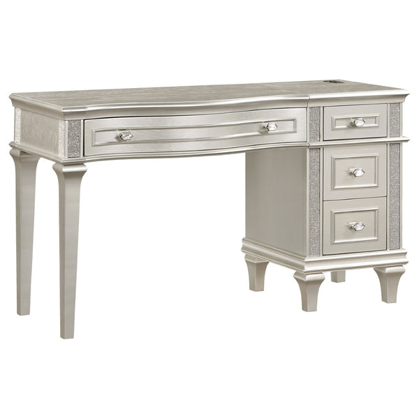English Elm Colwood Four Drawer Glam Vanity Desk with Crystal Knobs and Built in Usb Charging B062S01490