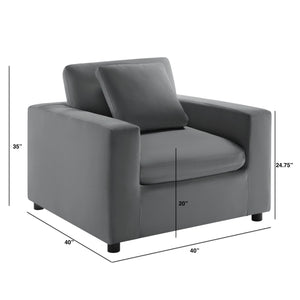 English Elm Caylie Modern Armchair with Plush Down-Fiber Cushions, Removable Covers, Solid Wood Legs Charcoal B050P409001