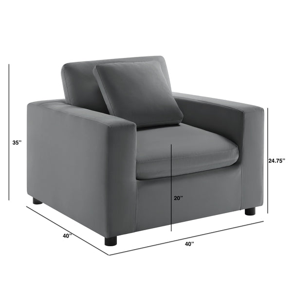 English Elm Caylie Modern Armchair with Plush Down-Fiber Cushions, Removable Covers, Solid Wood Legs Charcoal B050P409001