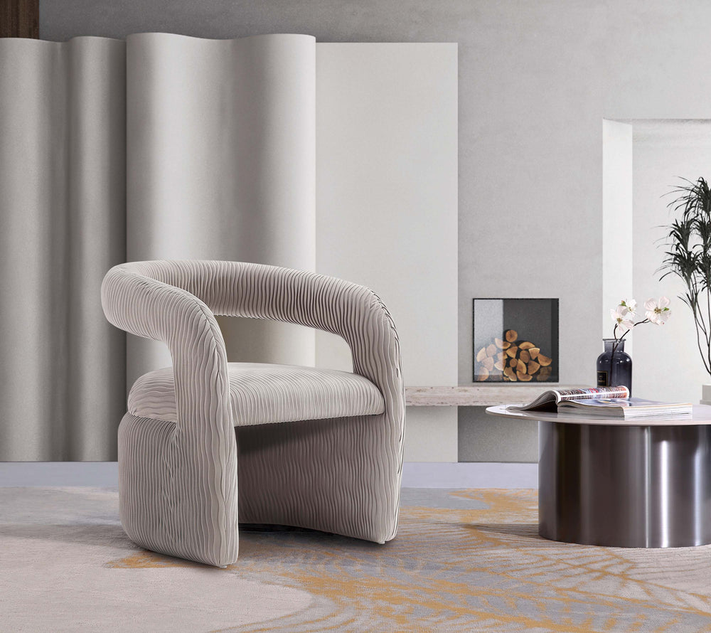 English Elm Corvette Velvet Lounge Chair Dove — Hand-Stitched Off-White Velvet, Kiln-Dried Pine Frame, No Assembly Required B365P397992