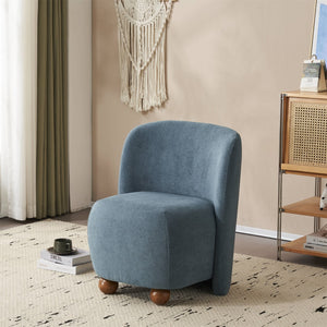 Christopher Knight Home® - Noble House - - Ultra-Soft Modern Low-Back Armless Accent Chair With Skin-Friendly Upholstery And Exquisite Round Pine Wood Feet, For Small Living Spaces, Living Room, Bedroom, Balcony, Office, Reading Nook, Blue