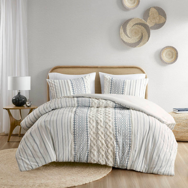 English Elm Cotton INK+IVY Imani Chenille Tufted Comforter Set King/Cal King – Geometric Print, OEKO-TEX Safe B035128800