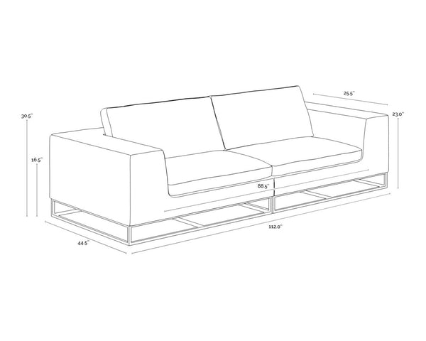 Sunpan IRA Sofa - Luxurious Camel Leather with Gold Base, Modern Design & Ultimate Comfort for Living Spaces 111478