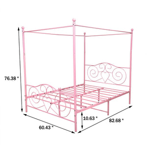 English Elm Metal Canopy Queen Bed Ornate Steel Frame Vintage Romantic Bedroom Statement Piece W840P465779