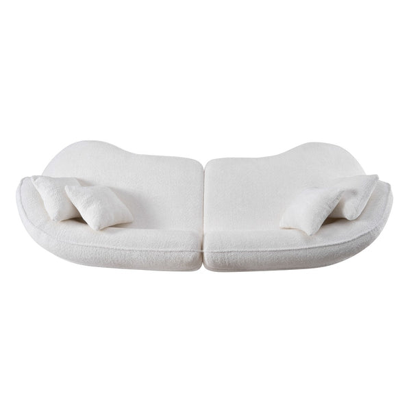 English Elm Modern Boucle Oversized L-shaped Sectional Sofa with Sculptural Curved Silhouette White W5515S00001