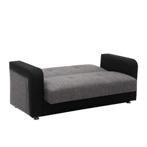 English Elm PrimeNest Upholstered Convertible Loveseat with Storage and Sleeper Function, Chenille Comfort Black PU,Gray B030P281728