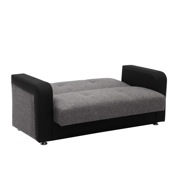 English Elm PrimeNest Upholstered Convertible Loveseat with Storage and Sleeper Function, Chenille Comfort Black PU,Gray B030P281728