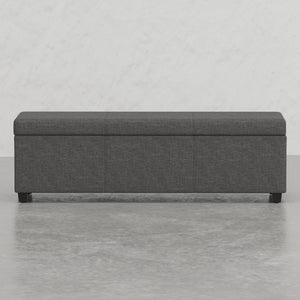 English Elm Lincoln Extra Large Storage Ottoman Bench with Slate Gray Linen, Solid Wood, Hidden Storage & Seating B2732P253621