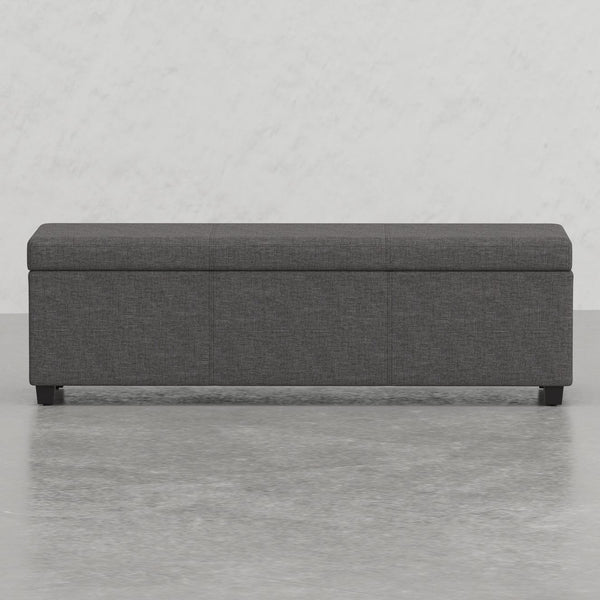 English Elm Lincoln Extra Large Storage Ottoman Bench with Slate Gray Linen, Solid Wood, Hidden Storage & Seating B2732P253621