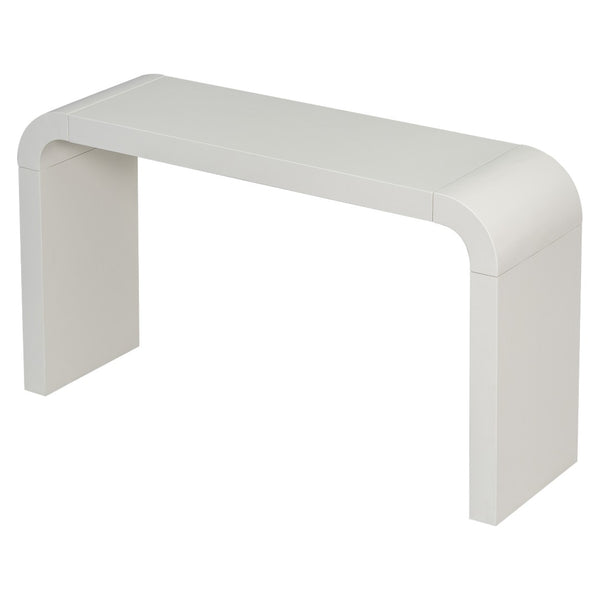 English Elm U_style Acacia Veneer Minimalist Console Table Slim Two Leg Frame for Entryway Halls White N711P213374K