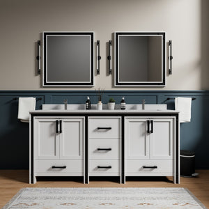 English Elm White Double Bath Vanity With Quartz Top, Chrome Faucet, Ample Storage & Soft-Close Features B2731P260631-GIGA