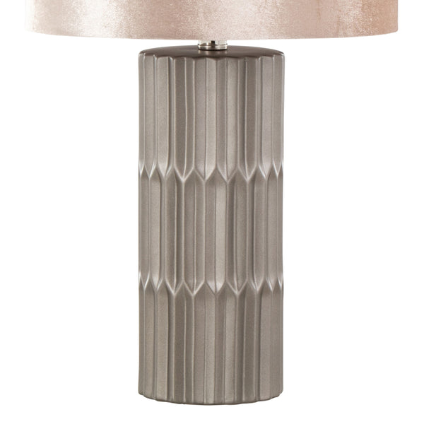English Elm Tania 22" Ceramic Table Lamp Brown with Metallic Finish and Champagne Shade, Contemporary Elegance B202P224200