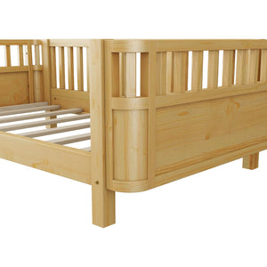 English Elm Twin Solid Pine Platform Bed with Guardrail for Kids, Low-Profile Twin Frame Durable 250LB Capacity W2593P367051