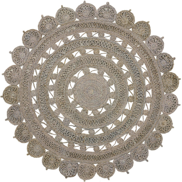 Unique Loom Braided Jute Punita Hand Braided Novelty Rug Gray,  5' 1" x 5' 1"