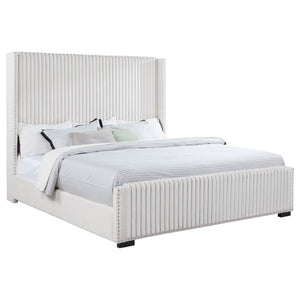 English Elm Ian Wingback California King Bed with Channel Tufting Nailhead Trim and Foam Cushioning B062P472653