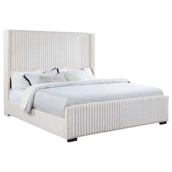 English Elm Ian Wingback California King Bed with Channel Tufting Nailhead Trim and Foam Cushioning B062P472653