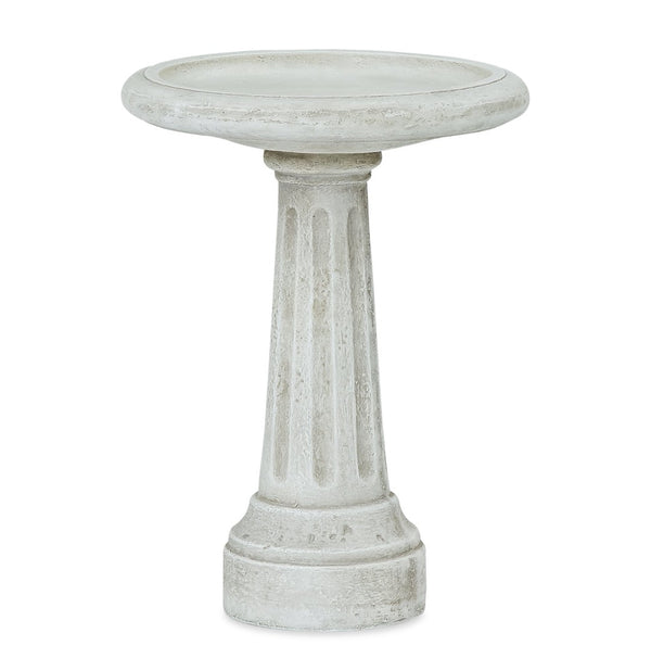 English Elm Polyresin Pedestal Birdbath with Faux Stone Finish for Garden Patio Outdoor Use N772P450050W