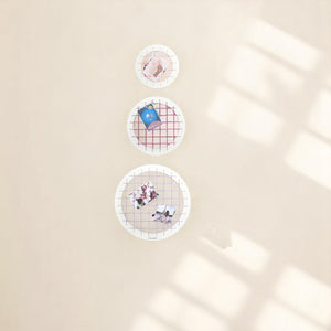 English Elm Talok Memory Board Wall Decor Set of 3 Round Grid Frames — Modern Wooden Photo Display for Home Gifts Pink B029P331441