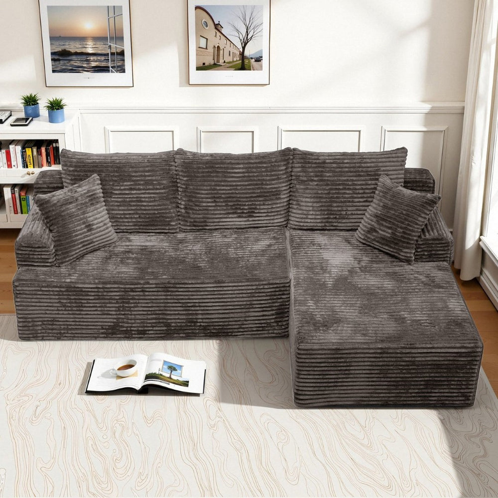 English Elm Modern Chenille Sectional Sofa with Chaise Modular L Shape Living Room Lounge W3653P443570