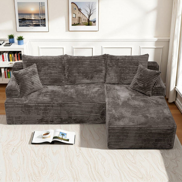 English Elm Modern Chenille Sectional Sofa with Chaise Modular L Shape Living Room Lounge W3653P443570
