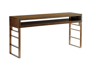 Lexington Sligh Kinetic Office Console - Modern Mocha Finish With Metal Base, Versatile Design For Home & Media Rooms Delshire Wood 190-471