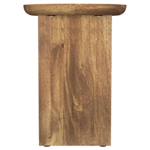 English Elm Alamitos Sculptural Mango Wood Side Table in Rich Brown with L-Shaped Legs, Artistic Rounded Rectangle Design B062P299785