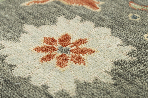 Alora Decor Muse Hand-Knotted Gray Wool Rug With Floral Motifs, Hand-Spun Durability And Elegant Fringe 9' x 12' 01901910100330912
